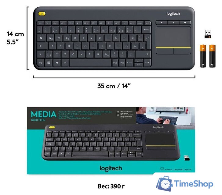 Клавиатура Logitech K400 Plus 920-007173 (черный) - Изображение №8 — Интернет-магазин Time-Shop