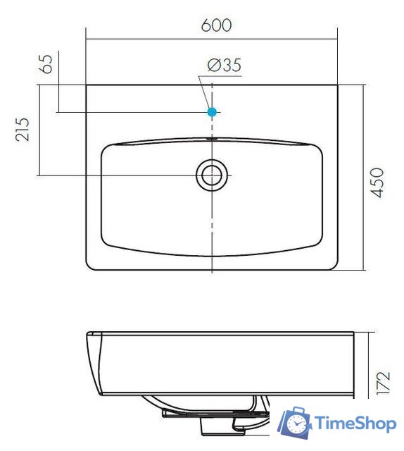 Умывальник Santek Нео 60x45 [1.WH30.2.186] - Изображение №4 — Интернет-магазин Time-Shop