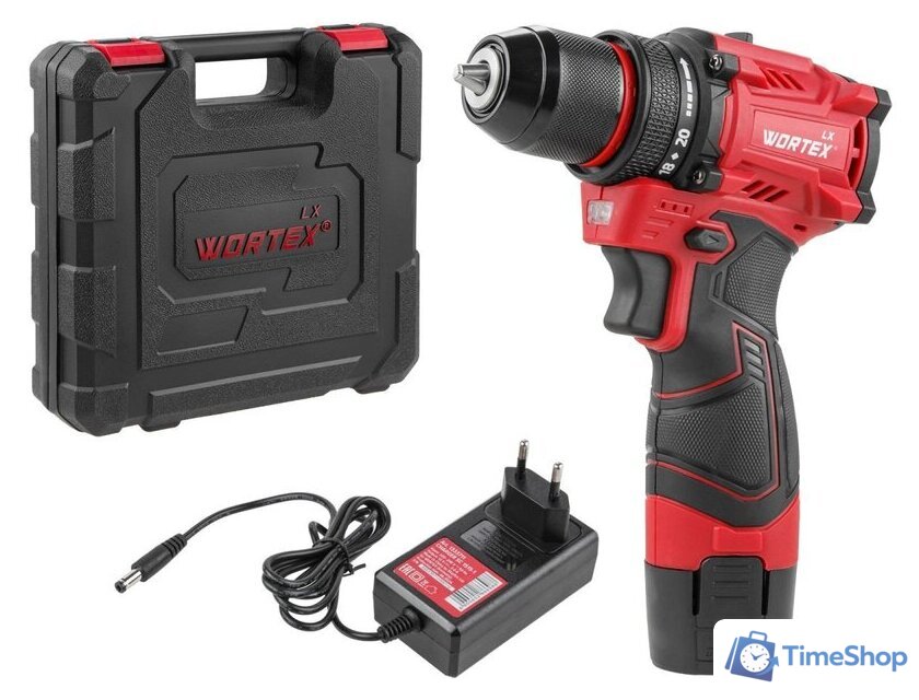 Дрель-шуруповерт Wortex LX BD 1215-1 Li 1333698 (с 1-им АКБ, кейс) - Изображение №1 — Интернет-магазин Time-Shop