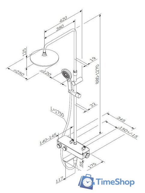 Душевая система  AM.PM Inspire 2.0 F0750A500 - Изображение №7 — Интернет-магазин Time-Shop