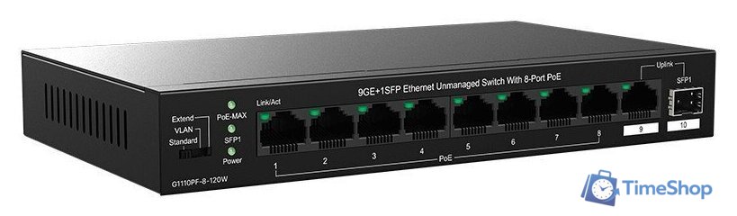 Неуправляемый коммутатор IP-COM G1110PF-8-120W - Изображение №2 — Интернет-магазин Time-Shop