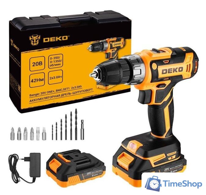 Дрель-шуруповерт Deko Banger 20V ONE+ 083-1109 (с 2-мя АКБ, кейс) - Изображение №1 — Интернет-магазин Time-Shop