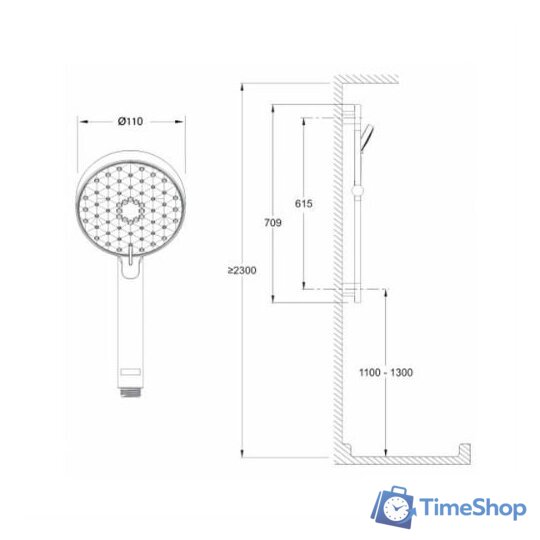 Душевой гарнитур  Jacob Delafon Awaken Organic [E99898RU-CP] - Изображение №2 — Интернет-магазин Time-Shop