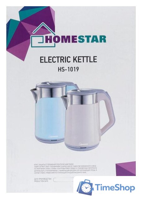 Электрический чайник HomeStar HS-1019 (стальной/голубой) - Изображение №3 — Интернет-магазин Time-Shop