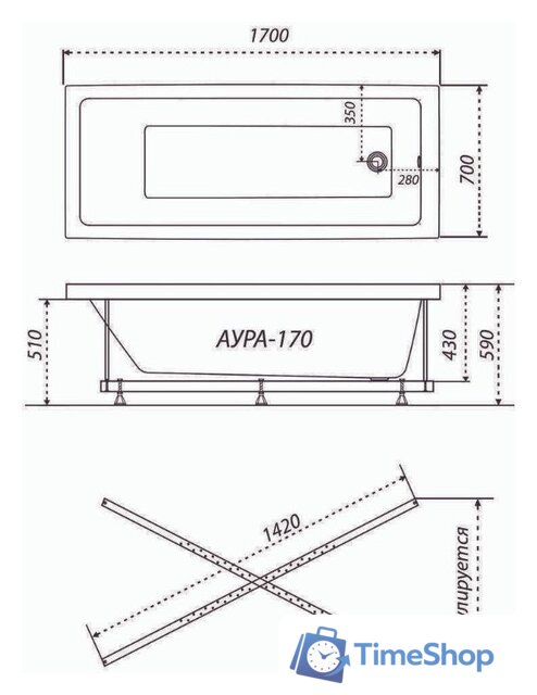 Ванна Triton Аура 170х70 (с каркасом, сифоном, экраном и торцевым экраном) - Изображение №8 — Интернет-магазин Time-Shop