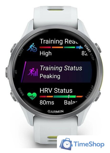 Умные часы Garmin Forerunner 970 47 мм (белый/зеленый) - Изображение №2 — Интернет-магазин Time-Shop