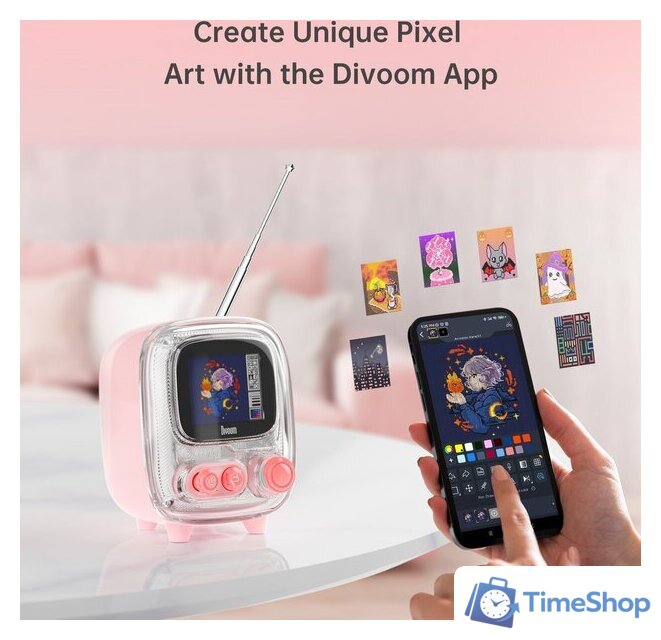 Беспроводная колонка Divoom Tiivoo 2 (розовый) - Изображение №5 — Интернет-магазин Time-Shop