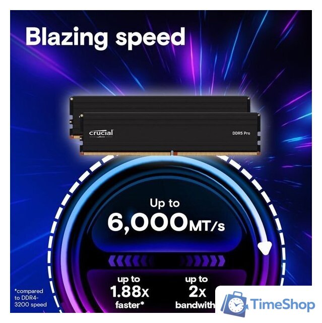Оперативная память Crucial Pro 16ГБ DDR5 5600 МГц CP16G56C46U5 - Изображение №2 — Интернет-магазин Time-Shop