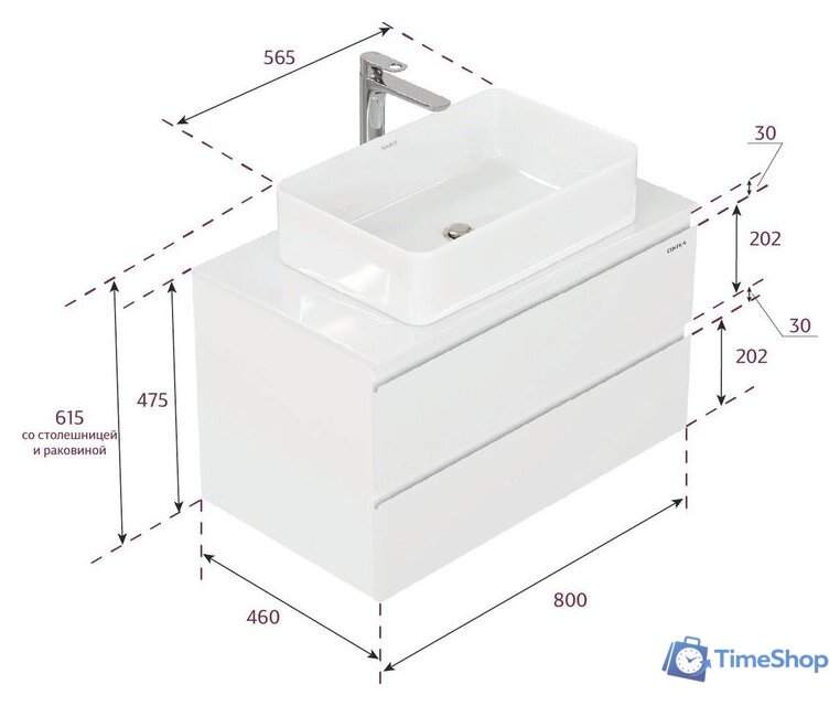  Onika Тумба под умывальник Алеста 80 108065 (белый) - Изображение №12 — Интернет-магазин Time-Shop