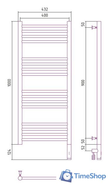 Полотенцесушитель Сунержа Богема 3.0 прямая 1000х400 МЭМ правый 31-5805-1040 - Изображение №4 — Интернет-магазин Time-Shop