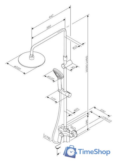 Душевая система  AM.PM Sunny F0785C922 - Изображение №9 — Интернет-магазин Time-Shop