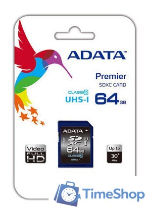 Карта памяти ADATA Premier SDXC UHS-I (Class 10) 64GB (ASDX64GUICL10-R) - Изображение №2 — Интернет-магазин Time-Shop