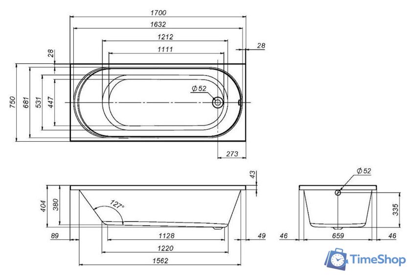 Ванна AM.PM X-Joy 170x75 W94A-170-075W-A - Изображение №11 — Интернет-магазин Time-Shop
