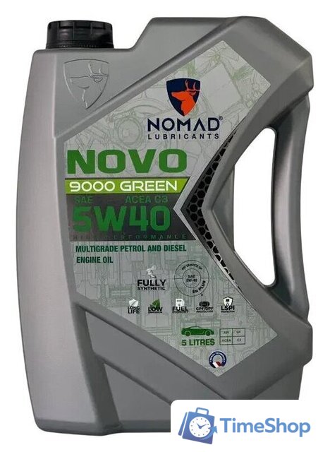 Моторное масло Nomad Novo 9000 Green 5W-40 ACEA C2/C3 5л - Изображение №1 — Интернет-магазин Time-Shop