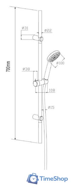 Душевой гарнитур  Damixa Origin One [918100000] - Изображение №2 — Интернет-магазин Time-Shop