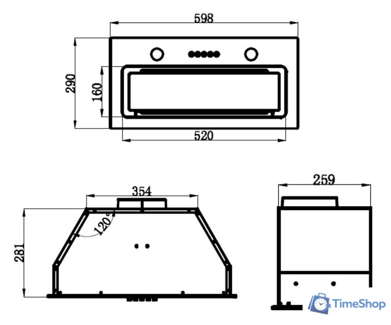 Кухонная вытяжка MAUNFELD Trapeze 601GG (черный) - Изображение №2 — Интернет-магазин Time-Shop