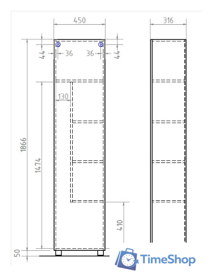  Vigo Шкаф-пенал Geometry 450 (бетон) - Изображение №3 — Интернет-магазин Time-Shop
