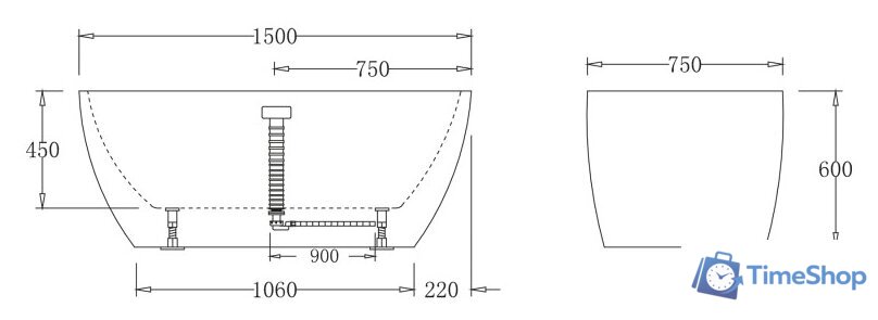 Ванна BelBagno BB70 150x75 - Изображение №2 — Интернет-магазин Time-Shop