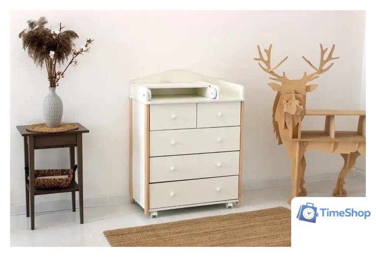 Детский комод Incanto Nuvolla Plus с пеленальной доской 800/5 PK-0006/10 (белый) - Изображение №4 — Интернет-магазин Time-Shop