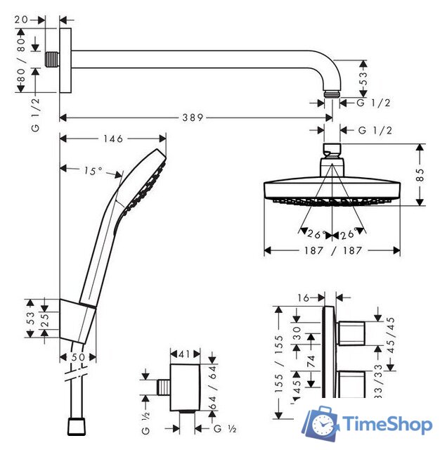 Душевая система  Hansgrohe Croma Select E 27294000 - Изображение №2 — Интернет-магазин Time-Shop