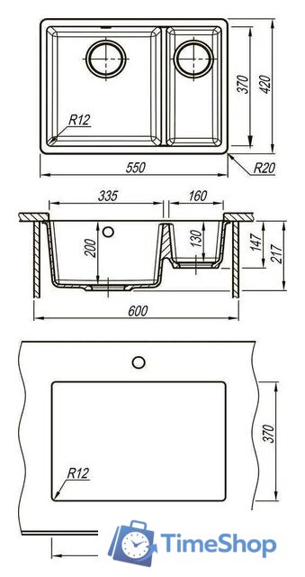Кухонная мойка Lemark Sinara 9910083 (серый) - Изображение №3 — Интернет-магазин Time-Shop