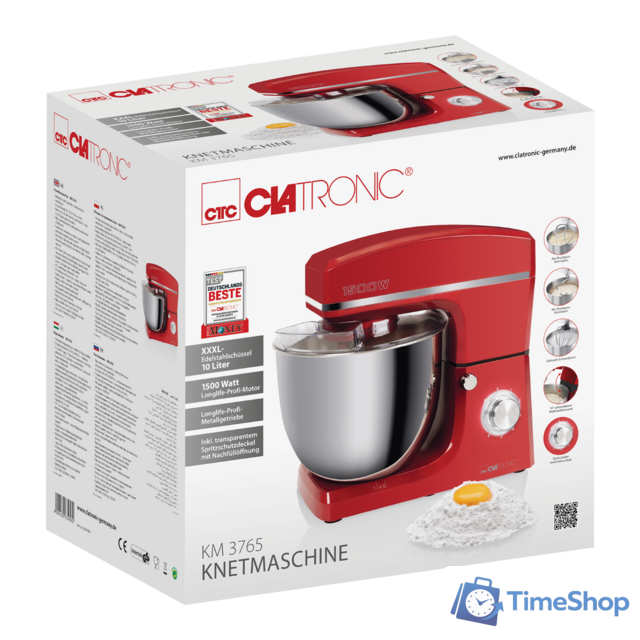 Планетарный миксер Clatronic KM 3765 (красный) - Изображение №3 — Интернет-магазин Time-Shop