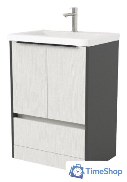  Дабер Тумба под умывальник 017 Тобага/Эридан/Артвин 60 Т17.6Т.0.20Ч (белый древесный/серый/черный) - Изображение №1 — Интернет-магазин Time-Shop