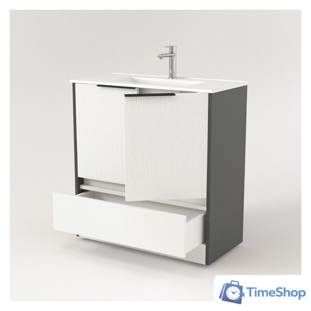  Дабер Тумба под умывальник 017 Тобага/Эридан/Артвин 60 Т17.6Т.0.20Ч (белый древесный/серый/черный) - Изображение №2 — Интернет-магазин Time-Shop