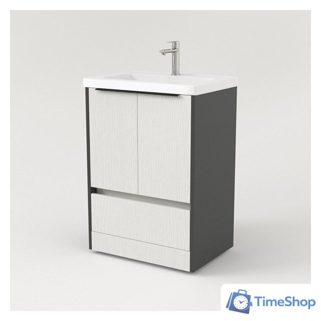  Дабер Тумба под умывальник 017 Тобага/Эридан/Артвин 60 Т17.6Т.0.20Ч (белый древесный/серый/черный) - Изображение №3 — Интернет-магазин Time-Shop