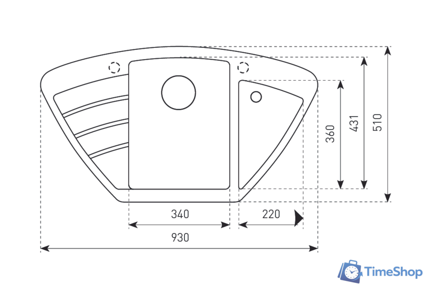 Кухонная мойка Zigmund & Shtain Eckig 900 (каменная соль) - Изображение №2 — Интернет-магазин Time-Shop
