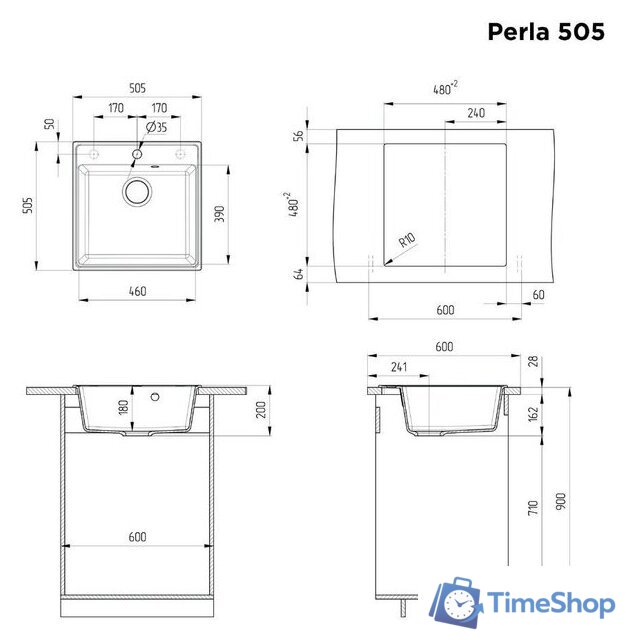 Кухонная мойка MAUNFELD Perla 505 MFQS-505LBG - Изображение №3 — Интернет-магазин Time-Shop