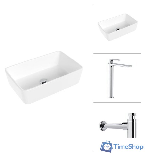 Умывальник Lauter 21674A + Reef 21CK8678C с сифоном 21635CH (хром) - Изображение №1 — Интернет-магазин Time-Shop