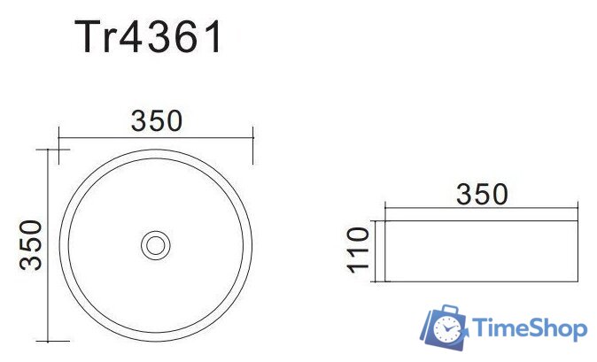 Умывальник Uptrend Kaya TR4361 (глянцевый белый) - Изображение №4 — Интернет-магазин Time-Shop