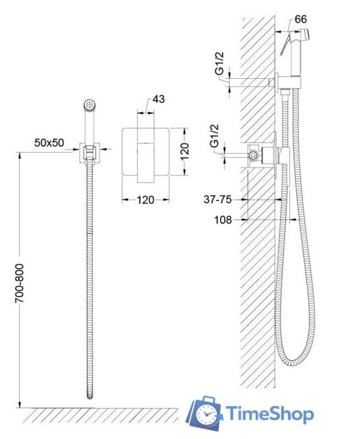 Гигиенический душ Timo Selene 2089/03SM (черный) - Изображение №2 — Интернет-магазин Time-Shop