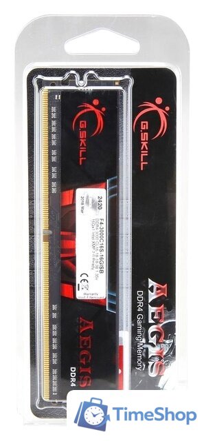 Оперативная память G.Skill Aegis 16GB DDR4 PC4-19200 F4-2400C17S-16GIS - Изображение №3 — Интернет-магазин Time-Shop