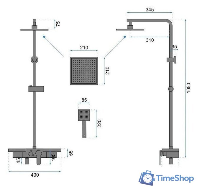 Душевая система  Rea Bravo REA-P0636 (черный) - Изображение №8 — Интернет-магазин Time-Shop