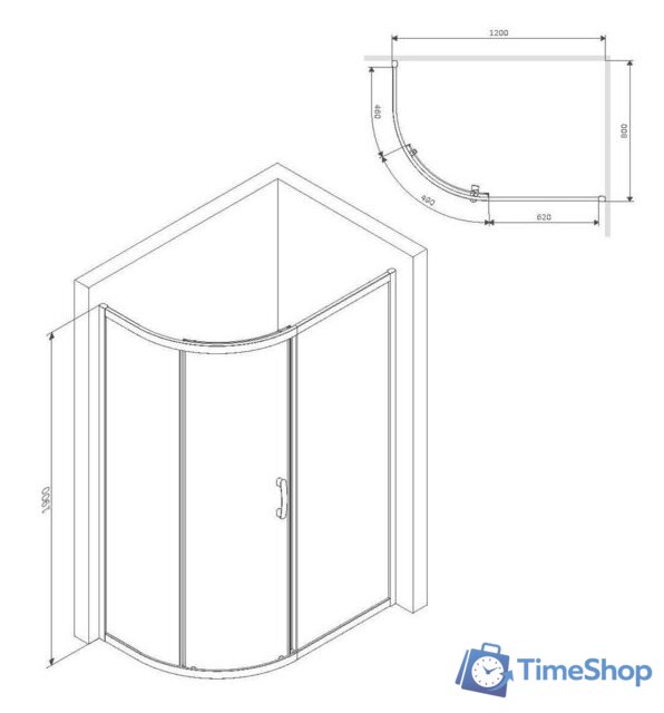 Душевой уголок AM.PM Like Solo Slide 120 W83G-302U120CG64 - Изображение №9 — Интернет-магазин Time-Shop