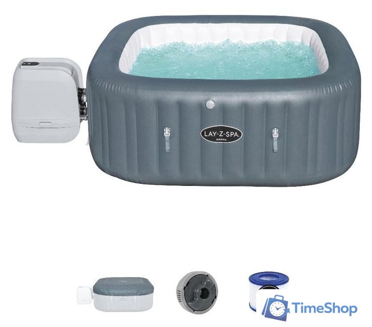 Надувной бассейн Bestway Hawaii HydroJet Pro 60031 (130x130/180x180x71) с джакузи - Изображение №1 — Интернет-магазин Time-Shop