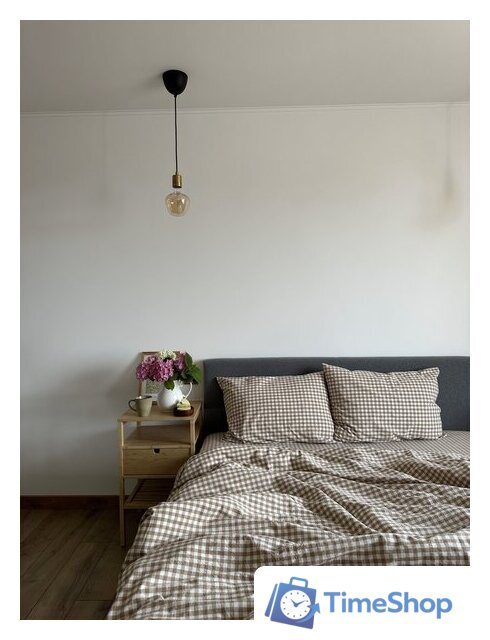 1.5-спальный комплект постельного белья Царство сновидений Вареный хлопок Бежевая клетка 150-0138 (1.5-сп, нав. 50x70) - Изображение №2 — Интернет-магазин Time-Shop