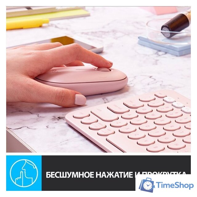 Мышь Logitech M350 Pebble (розовый) - Изображение №4 — Интернет-магазин Time-Shop