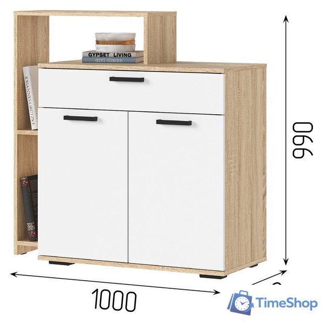 Тумба Стендмебель Санса КМ-01 1000 (белый/дуб сонома) - Изображение №6 — Интернет-магазин Time-Shop