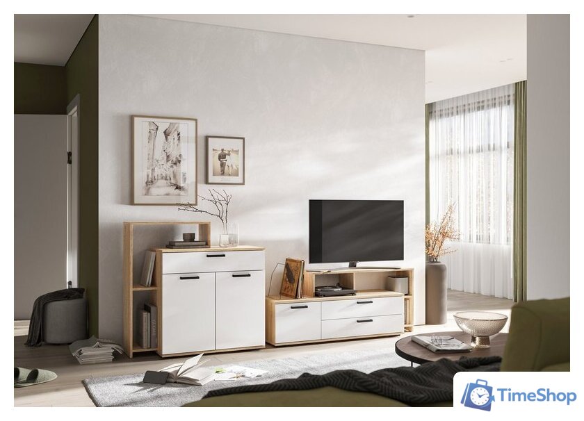 Тумба Стендмебель Санса КМ-01 1000 (белый/дуб сонома) - Изображение №3 — Интернет-магазин Time-Shop