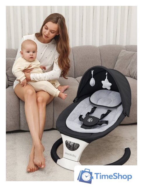 Шезлонг Amarobaby Teddy Swing AB24-22TED/09 (черный) - Изображение №7 — Интернет-магазин Time-Shop