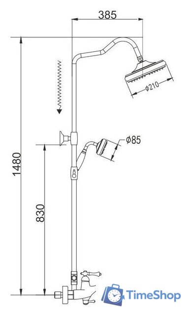 Душевая система  Rose R0136 - Изображение №2 — Интернет-магазин Time-Shop