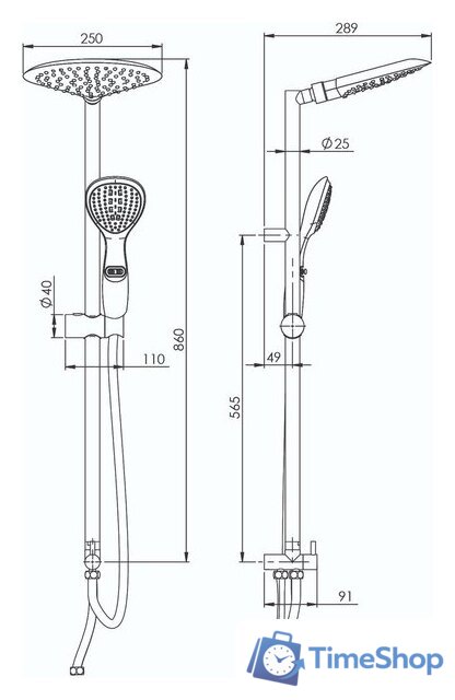 Душевая система  Rubineta Aneta 624134 - Изображение №8 — Интернет-магазин Time-Shop
