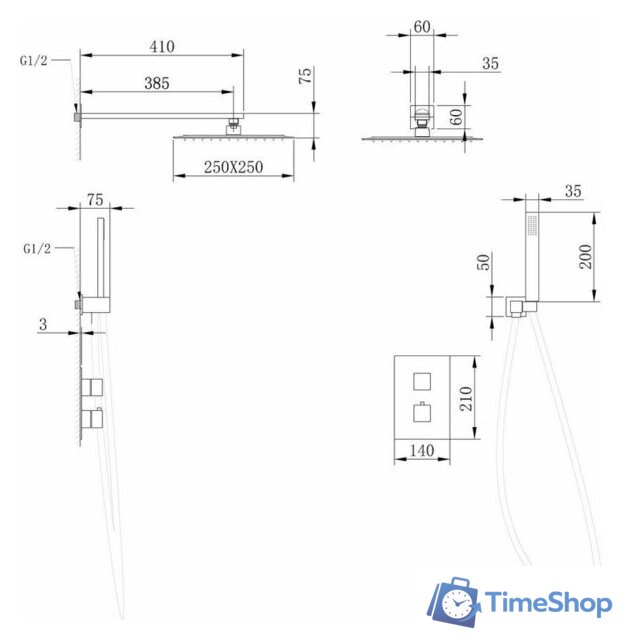 Душевая система  Abber Daheim AF8251W - Изображение №3 — Интернет-магазин Time-Shop