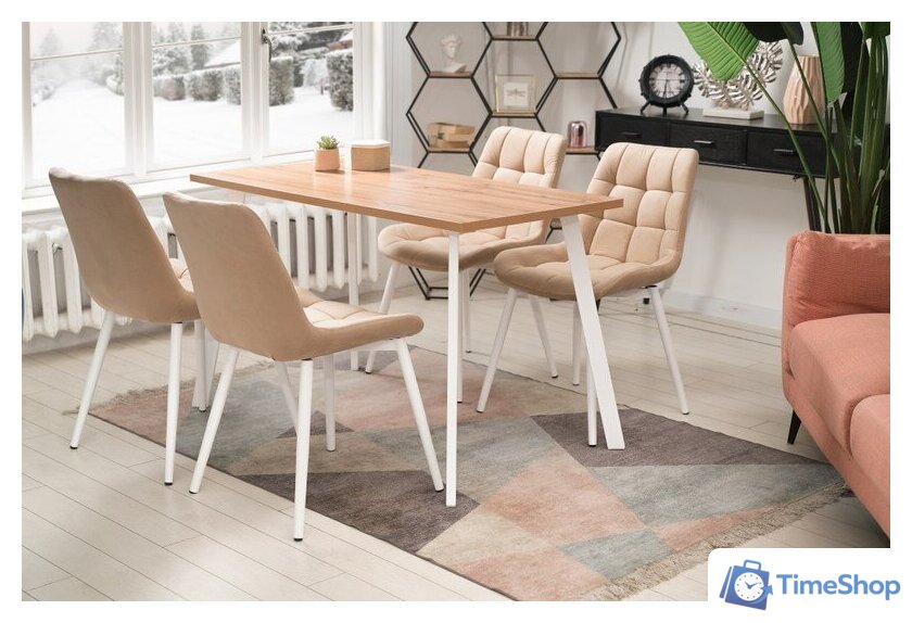 Кухонный стол Notta Тринити Лофт 140 25 мм 489657 (дуб вотан/белый матовый) - Изображение №2 — Интернет-магазин Time-Shop