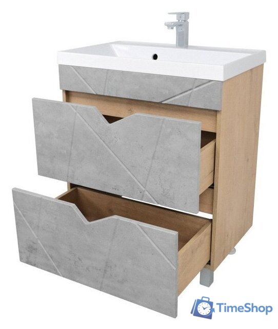  Doratiz Тумба под умывальник Doratiz Фьорд 70 9908.185 (дуб бунратти/цемент) - Изображение №6 — Интернет-магазин Time-Shop