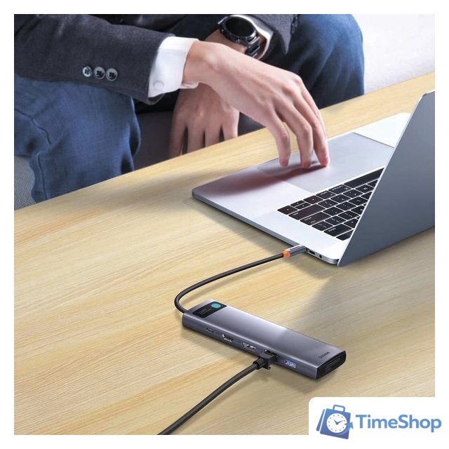 Док-станция Baseus Metal Gleam Series 12-in-1 Multifunctional Type-C Hub Docking Station WKWG020213 - Изображение №4 — Интернет-магазин Time-Shop