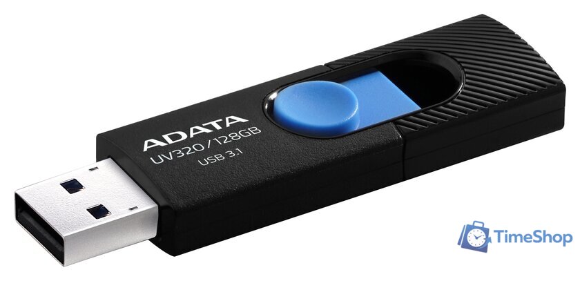 USB Flash ADATA UV320 128GB (черный/голубой) - Изображение №2 — Интернет-магазин Time-Shop